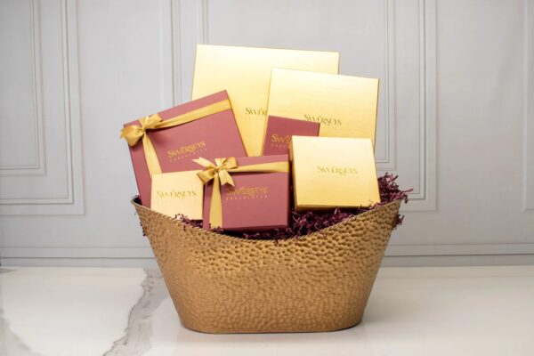 A basket of chocolates and other gifts