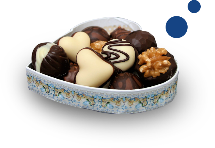 A bowl of chocolates on a table